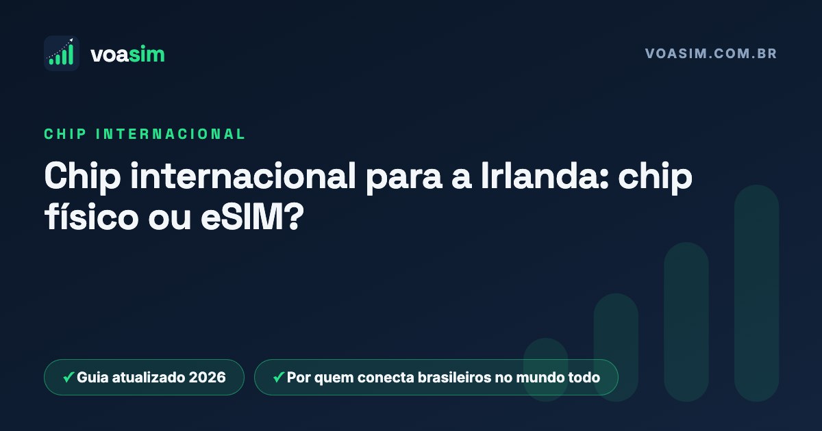 Chip internacional para a Irlanda: chip físico ou eSIM? — guia VoaSim